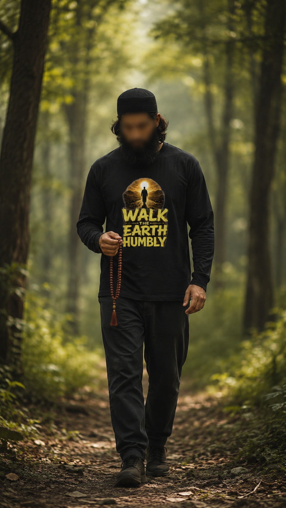 Walk The Earth Humbly | Premium Islamic Full Sleeve T-Shirt