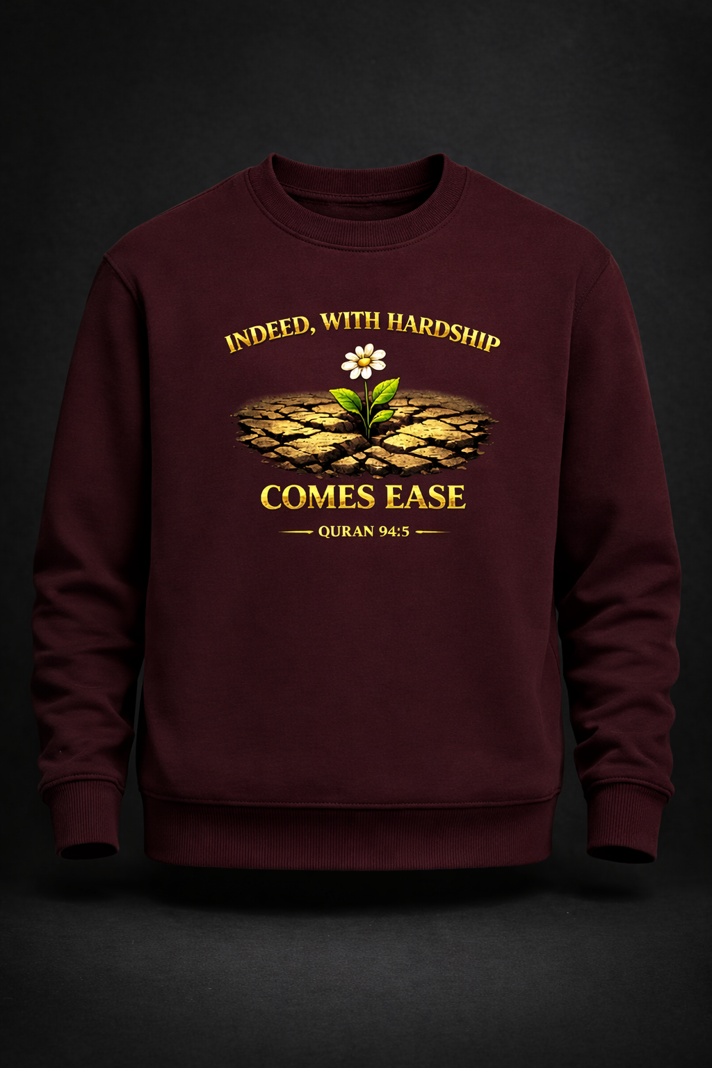 With Hardship Comes Ease – Qur’an 94:5 Premium Islamic Sweatshirt
